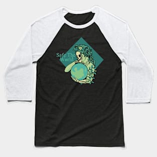 SAFE THE WORLD, band merchandise, skull design, skate design Baseball T-Shirt